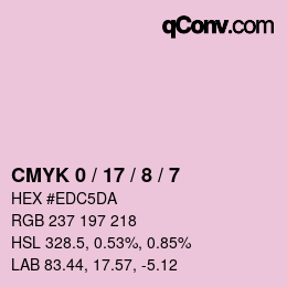 カラーコード: CMYK 0 / 17 / 8 / 7 | qconv.com
