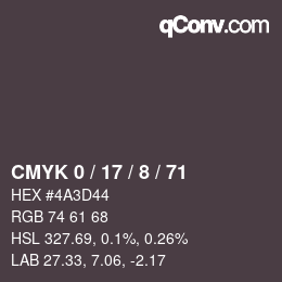 Color code: CMYK 0 / 17 / 8 / 71 | qconv.com