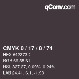 Color code: CMYK 0 / 17 / 8 / 74 | qconv.com