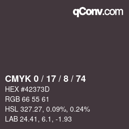 Color code: CMYK 0 / 17 / 8 / 74 | qconv.com