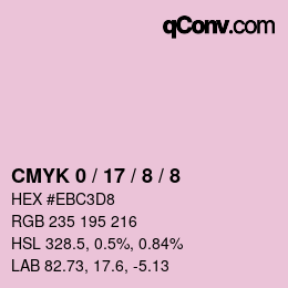 Farbcode: CMYK 0 / 17 / 8 / 8 | qconv.com