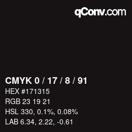 Color code: CMYK 0 / 17 / 8 / 91 | qconv.com