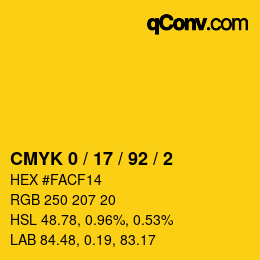 Color code: CMYK 0 / 17 / 92 / 2 | qconv.com