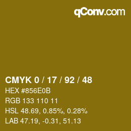 颜色代码: CMYK 0 / 17 / 92 / 48 | qconv.com