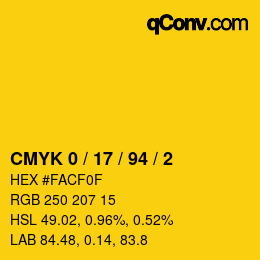 Color code: CMYK 0 / 17 / 94 / 2 | qconv.com