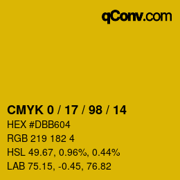 颜色代码: CMYK 0 / 17 / 98 / 14 | qconv.com