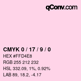 Color code: CMYK 0 / 17 / 9 / 0 | qconv.com