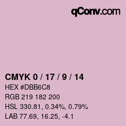 カラーコード: CMYK 0 / 17 / 9 / 14 | qconv.com
