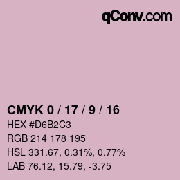 カラーコード: CMYK 0 / 17 / 9 / 16 | qconv.com