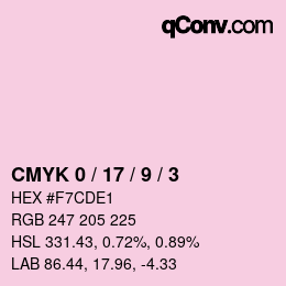 Color code: CMYK 0 / 17 / 9 / 3 | qconv.com