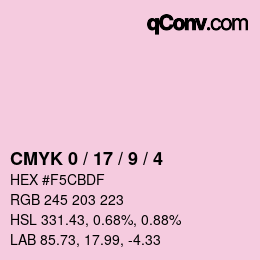 Color code: CMYK 0 / 17 / 9 / 4 | qconv.com