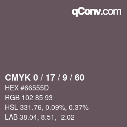 Color code: CMYK 0 / 17 / 9 / 60 | qconv.com