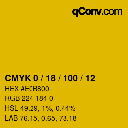 颜色代码: CMYK 0 / 18 / 100 / 12 | qconv.com