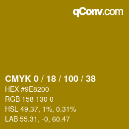 颜色代码: CMYK 0 / 18 / 100 / 38 | qconv.com