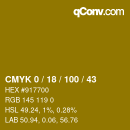 颜色代码: CMYK 0 / 18 / 100 / 43 | qconv.com