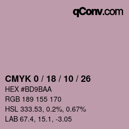 カラーコード: CMYK 0 / 18 / 10 / 26 | qconv.com