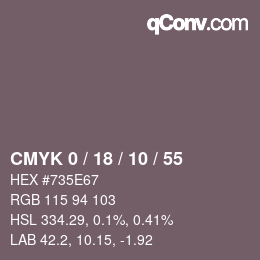 Color code: CMYK 0 / 18 / 10 / 55 | qconv.com