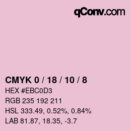 カラーコード: CMYK 0 / 18 / 10 / 8 | qconv.com