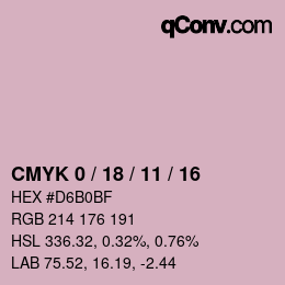 Farbcode: CMYK 0 / 18 / 11 / 16 | qconv.com