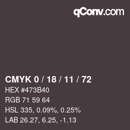 Color code: CMYK 0 / 18 / 11 / 72 | qconv.com