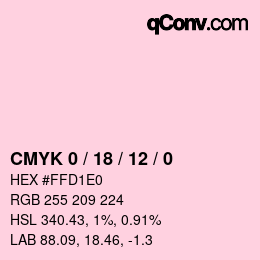 カラーコード: CMYK 0 / 18 / 12 / 0 | qconv.com