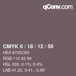 Color code: CMYK 0 / 18 / 12 / 56 | qconv.com