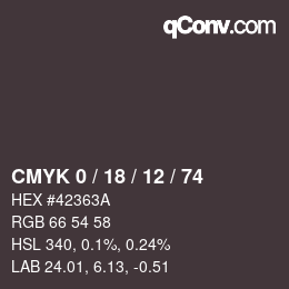 カラーコード: CMYK 0 / 18 / 12 / 74 | qconv.com