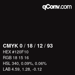 Farbcode: CMYK 0 / 18 / 12 / 93 | qconv.com