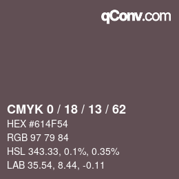 カラーコード: CMYK 0 / 18 / 13 / 62 | qconv.com
