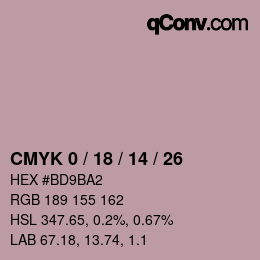 カラーコード: CMYK 0 / 18 / 14 / 26 | qconv.com