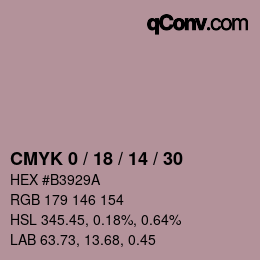 カラーコード: CMYK 0 / 18 / 14 / 30 | qconv.com