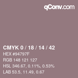 カラーコード: CMYK 0 / 18 / 14 / 42 | qconv.com