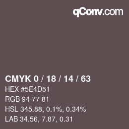 Color code: CMYK 0 / 18 / 14 / 63 | qconv.com