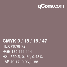 カラーコード: CMYK 0 / 18 / 16 / 47 | qconv.com