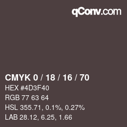 Código de color: CMYK 0 / 18 / 16 / 70 | qconv.com