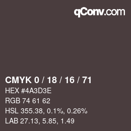 カラーコード: CMYK 0 / 18 / 16 / 71 | qconv.com