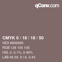 颜色代码: CMYK 0 / 18 / 18 / 50 | qconv.com