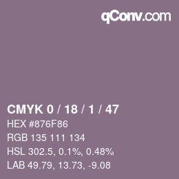 カラーコード: CMYK 0 / 18 / 1 / 47 | qconv.com