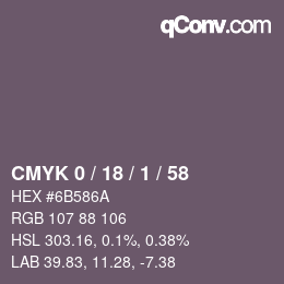 カラーコード: CMYK 0 / 18 / 1 / 58 | qconv.com