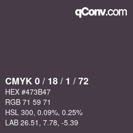 カラーコード: CMYK 0 / 18 / 1 / 72 | qconv.com