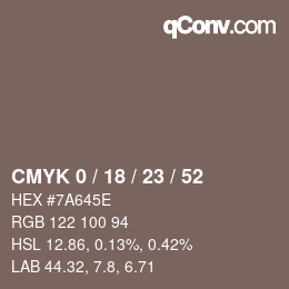Color code: CMYK 0 / 18 / 23 / 52 | qconv.com