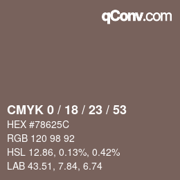 颜色代码: CMYK 0 / 18 / 23 / 53 | qconv.com