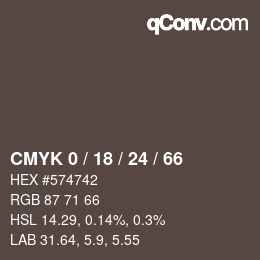 カラーコード: CMYK 0 / 18 / 24 / 66 | qconv.com