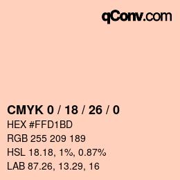 カラーコード: CMYK 0 / 18 / 26 / 0 | qconv.com