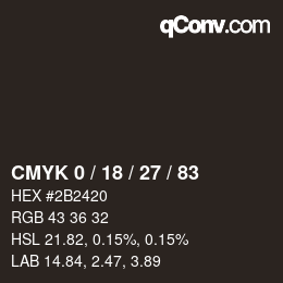 カラーコード: CMYK 0 / 18 / 27 / 83 | qconv.com