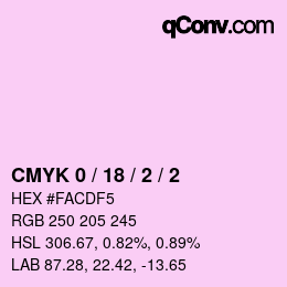 カラーコード: CMYK 0 / 18 / 2 / 2 | qconv.com