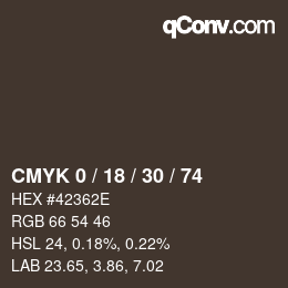 Color code: CMYK 0 / 18 / 30 / 74 | qconv.com