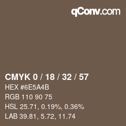 カラーコード: CMYK 0 / 18 / 32 / 57 | qconv.com