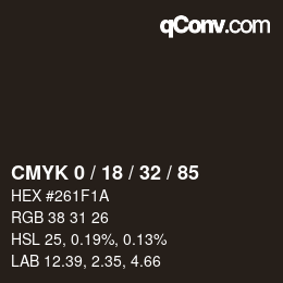 Color code: CMYK 0 / 18 / 32 / 85 | qconv.com