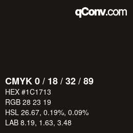 Color code: CMYK 0 / 18 / 32 / 89 | qconv.com